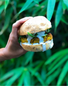 Quinoa and Millet Burger with Spicy Sour Cream
